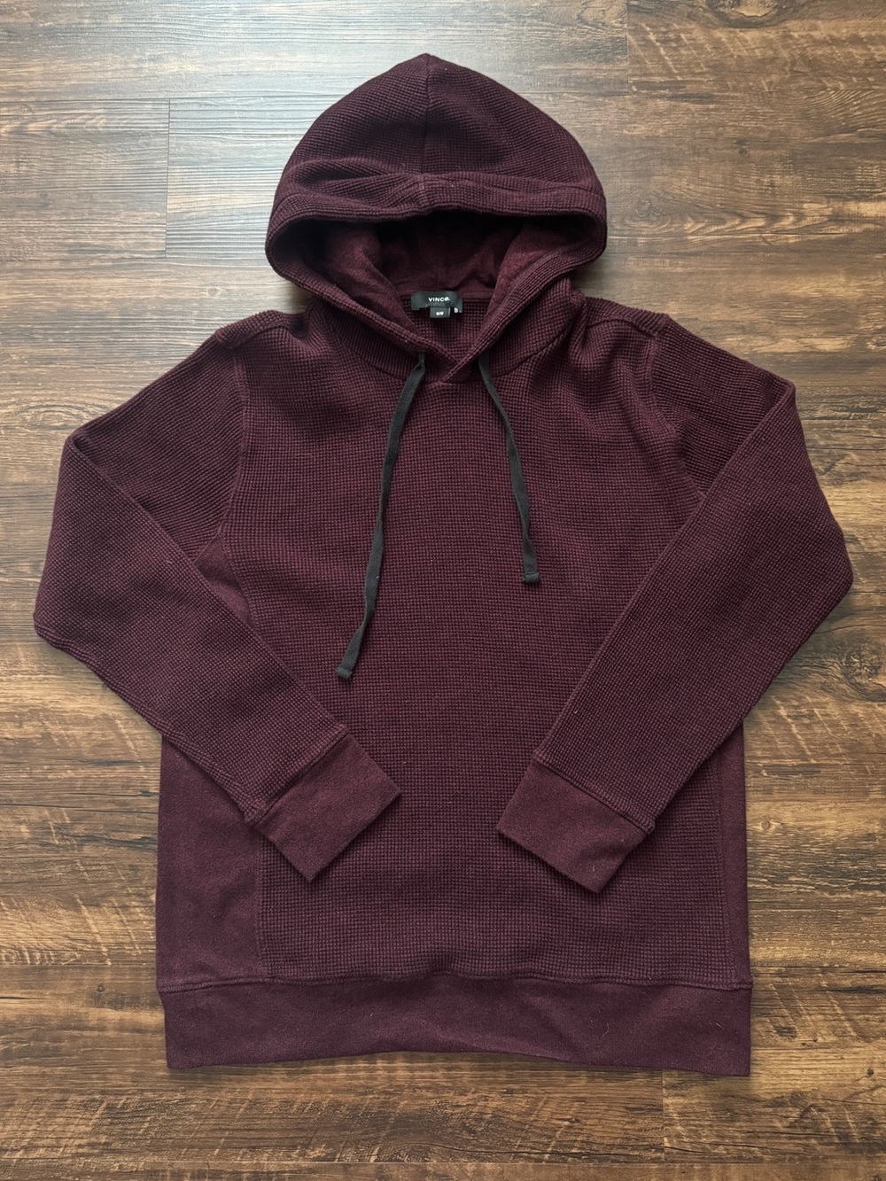 Vince Waffle Knit Maroon Hoodie | 100% Pima Cotton